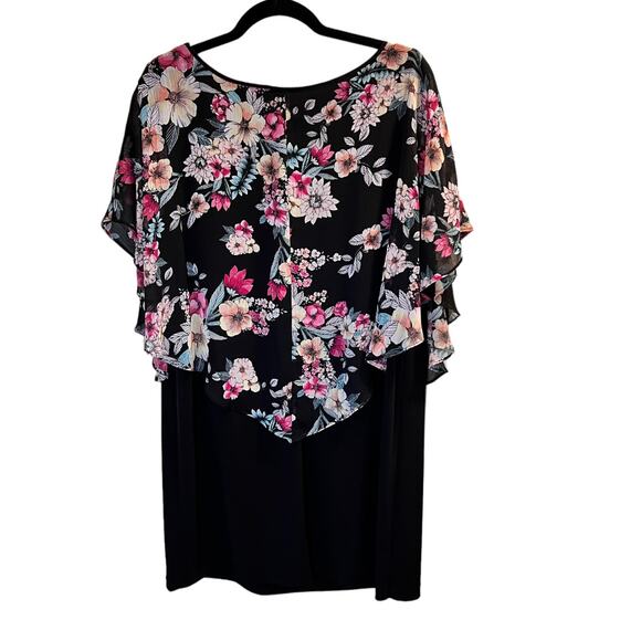 I.N. Studio Women Black Floral Drape Overlay Sleeveless Scarf Sheath Dress Sz 1X - Picture 12 of 12